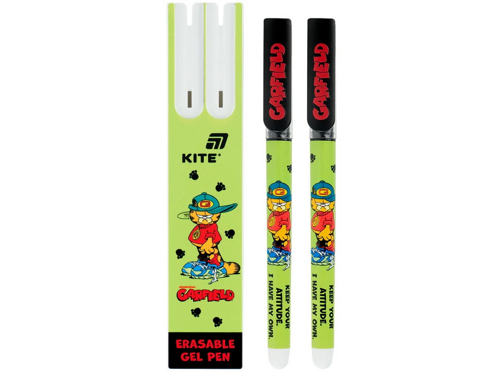 Набір ручок гелевих "пиши-стирай" Kite Garfield GF26-069, сині, 0,5 мм, 2 шт., у пеналі