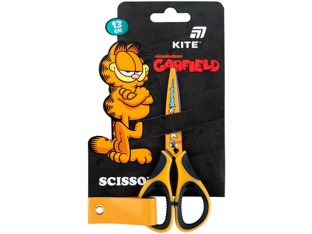 Ножиці дитячі з гумовими вставками та принтом на лезах Kite Garfield GF26-148, 13 см