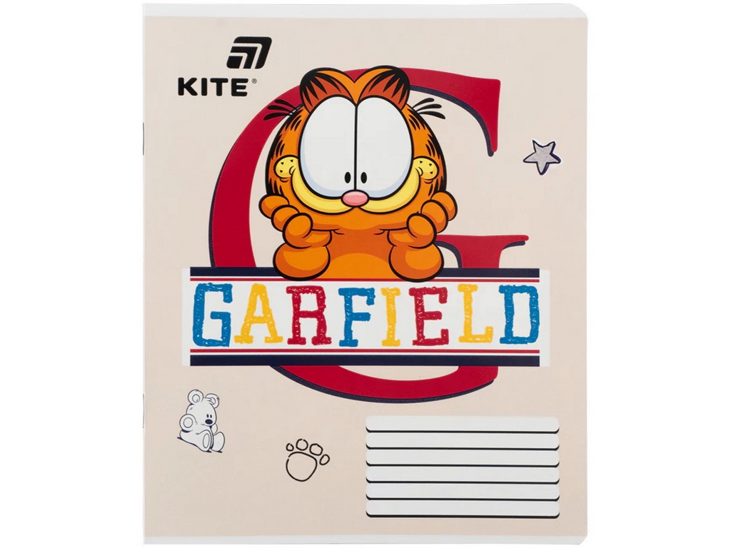Зошит шкільний Kite Garfield, 18 аркушів, клітинка, 5 видів(ціна за 1шт), Kite