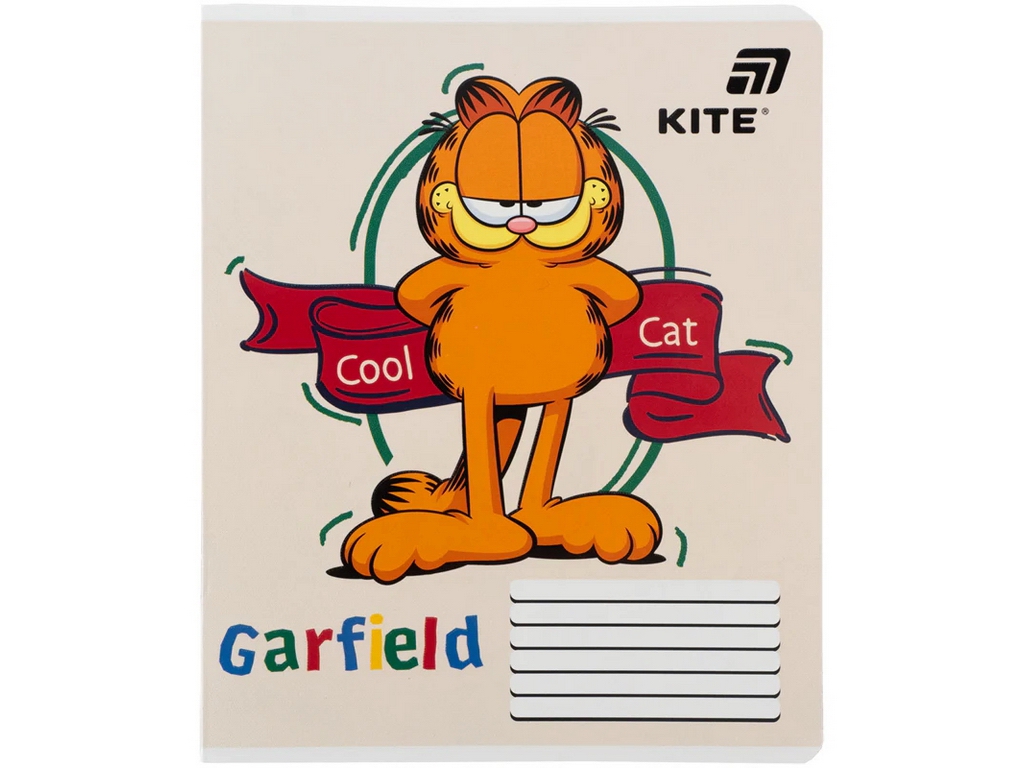 Зошит шкільний Kite Garfield, 18 аркушів, клітинка, 5 видів(ціна за 1шт), Kite