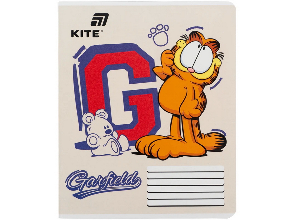 Зошит шкільний Kite Garfield, 18 аркушів, клітинка, 5 видів(ціна за 1шт), Kite