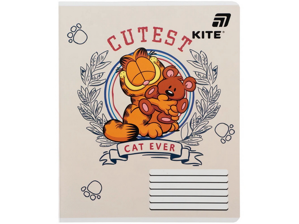 Зошит шкільний Kite Garfield, 18 аркушів, клітинка, 5 видів(ціна за 1шт), Kite