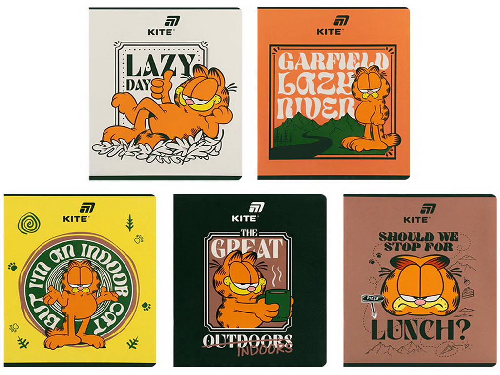 Зошит у клітинку 48 аркушів Garfield Kite GF26-259, мікс видів, ціна за 1 шт