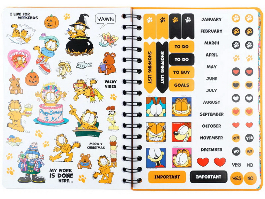 Щоденник-планер на спіралі Kite Garfield GF26-438