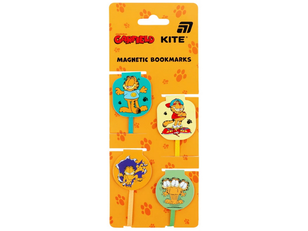 Набір магнітних закладок-лясе Garfield, 4 шт., Kite