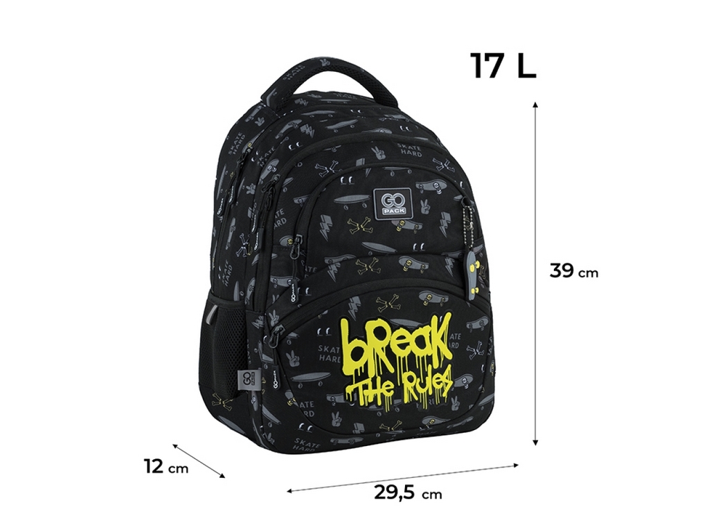 Рюкзак шкільний Education Break The Rules з анатомічною спинкою та органайзером, чорний