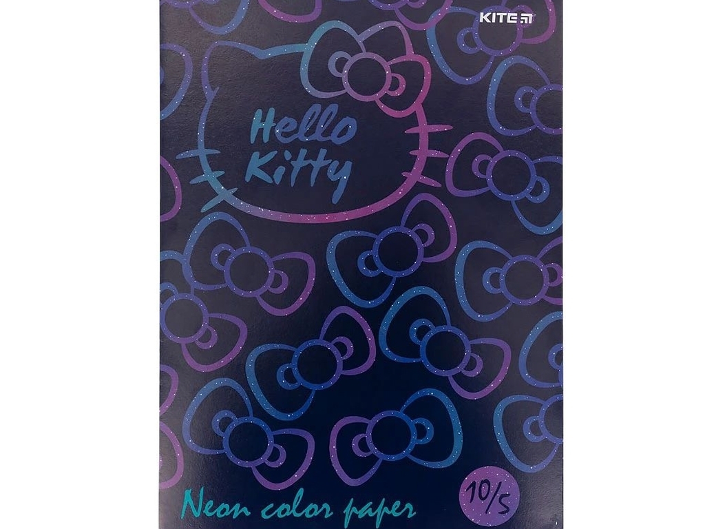 Бумага цветная неоновая Hello Kitty А4, 10 листов, 5 цветов, Kite