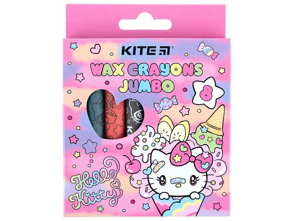 Крейда воскова Jumbo 8 кольорів Hello Kitty, Kite