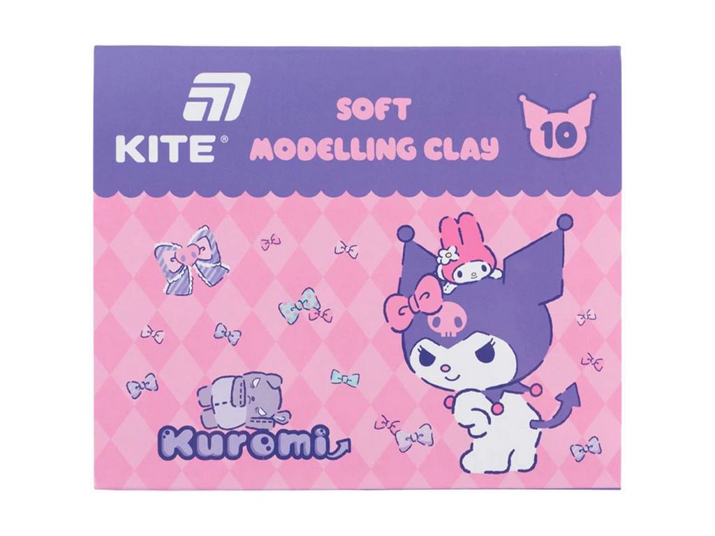Пластилін восковий 10 кольорів, 200 грам, Kuromi, Kite HK24-084