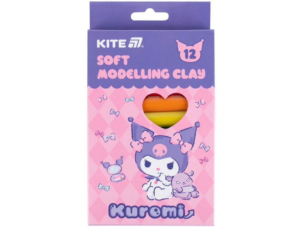 Пластилін восковий 12 кольорів, Kuromi, Kite HK24-086