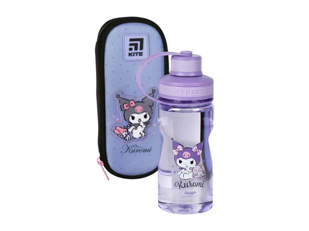 Пляшка для води дитяча Kuromi Kite HK24-397, 500 мл, фіолетова, з герметичною кришкою, Kite
