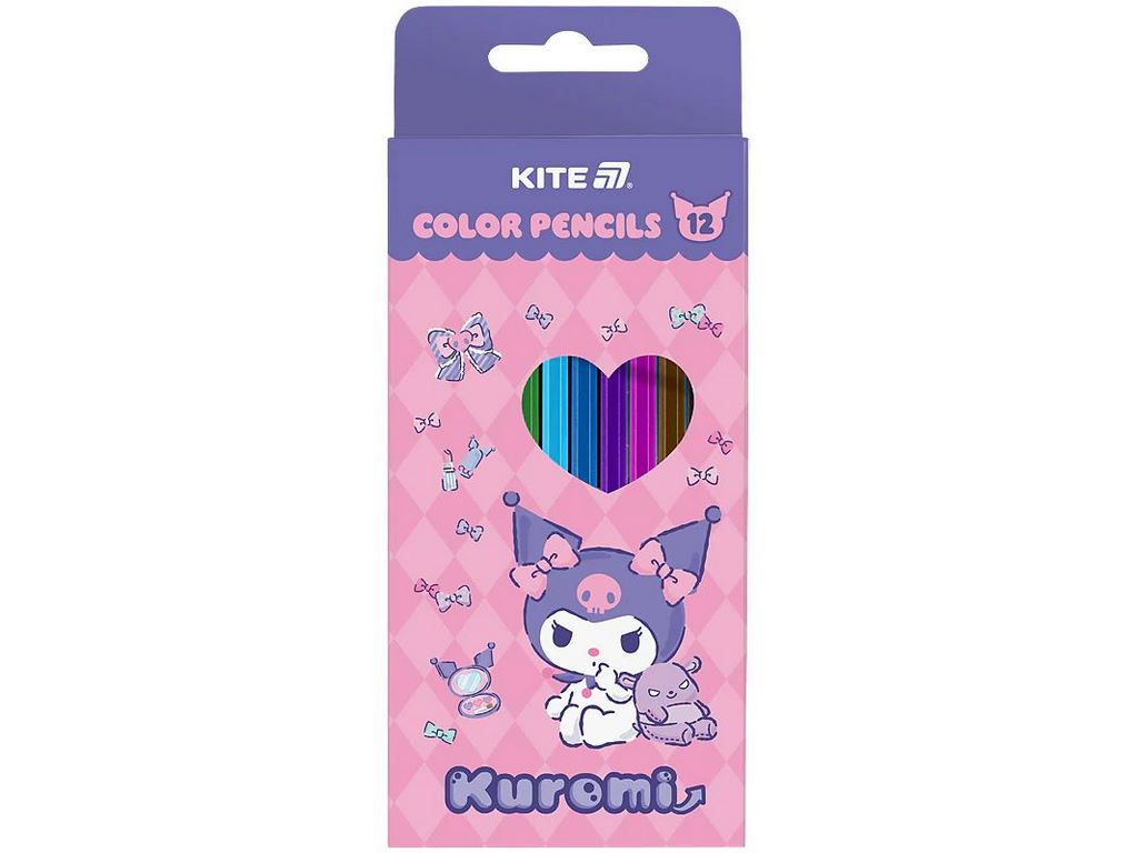 Олівці кольорові тригранні Kuromi 12шт, Kite