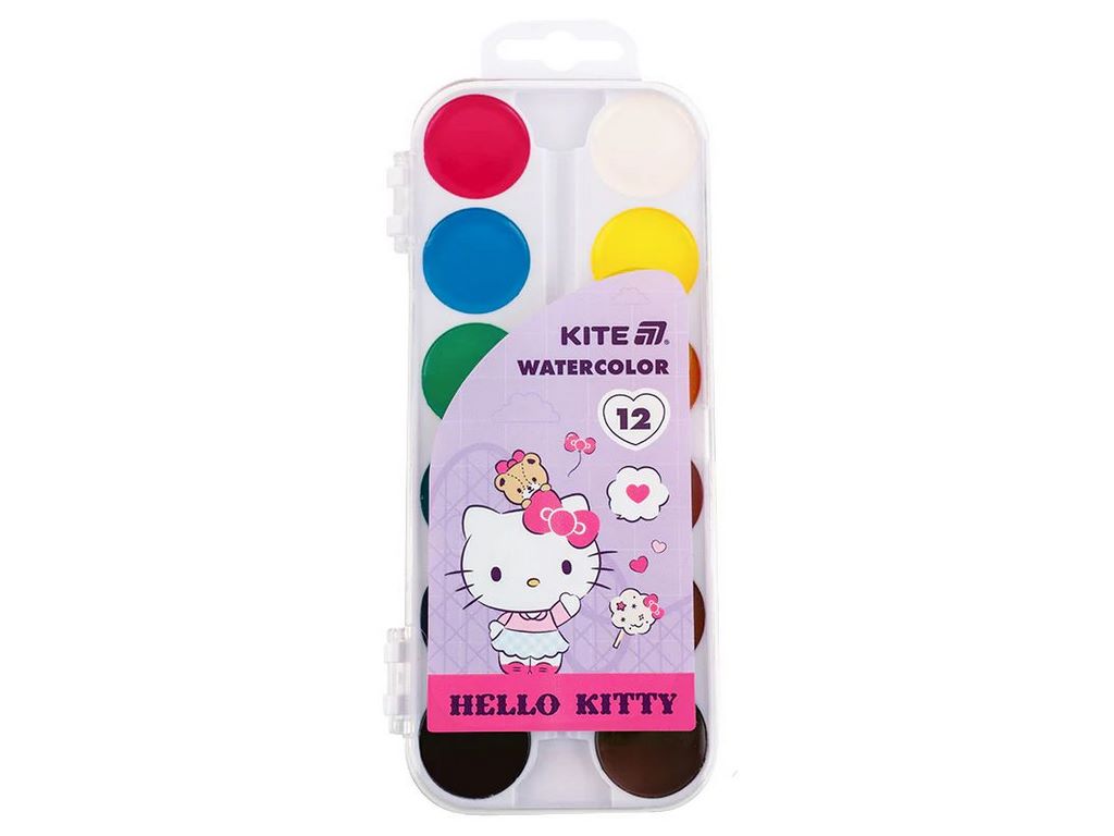 Фарби акварельні Hello Kitty 12 кольорів, Kite