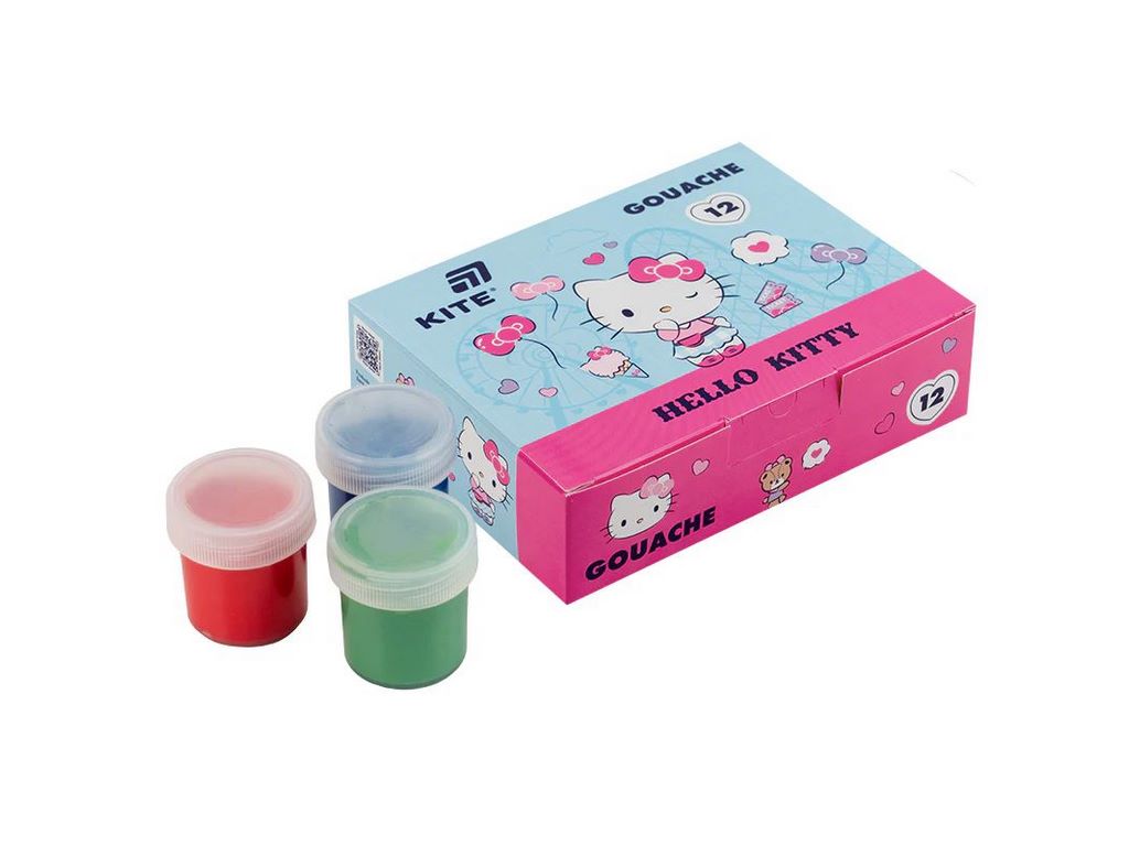 Гуашь Hello Kitty, 12 цветов, 20мл, Kite