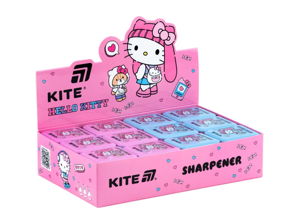 Точилка прямокутна з контейнером Hello Kitty, пластикова, 2 вида (ціна за 1шт), Kite
