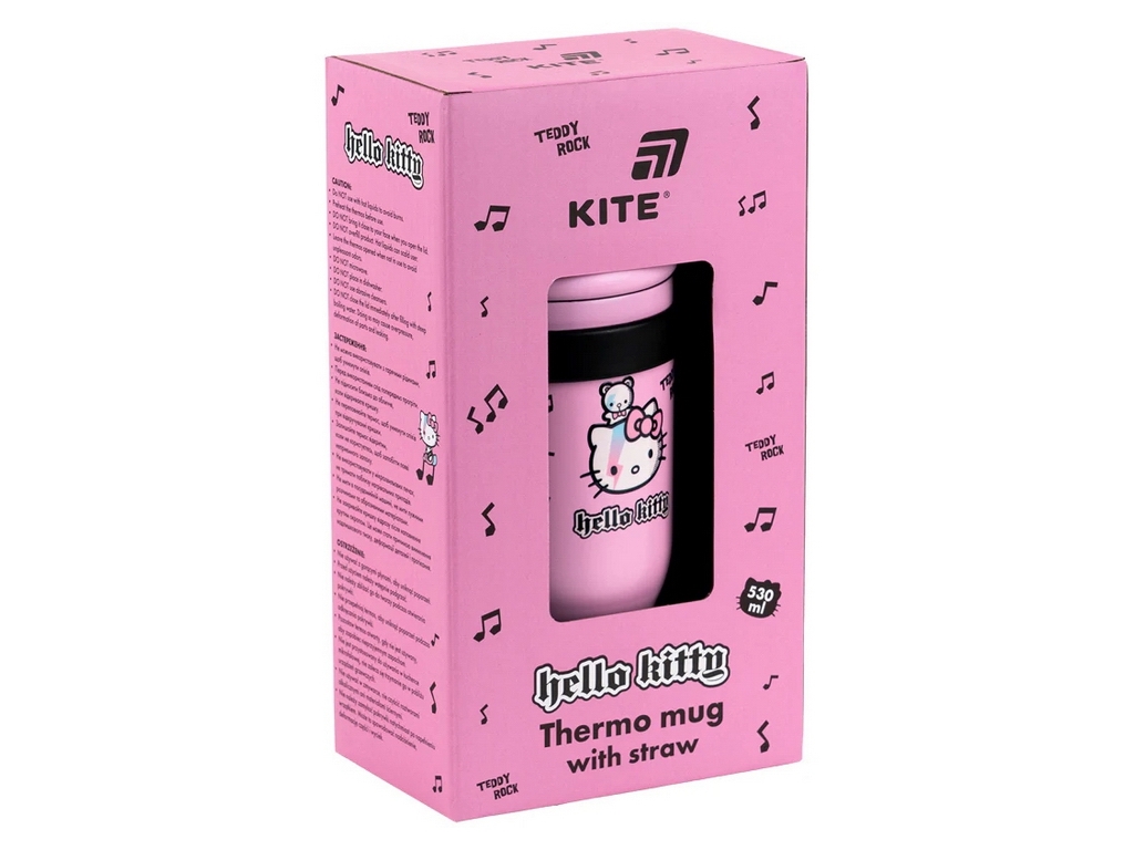 Термокружка з трубочкою 530мл Hello Kitty Kite HK25-1266