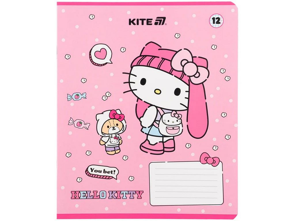 Зошит у клітинку 12 аркушів, Hello Kitty (ціна за 1шт)