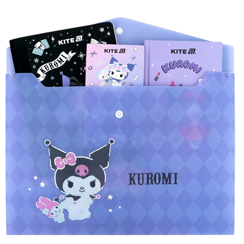 Папка на кнопці Kite Kuromi HK25-244-1, формат A4, поліпропілен, Kite