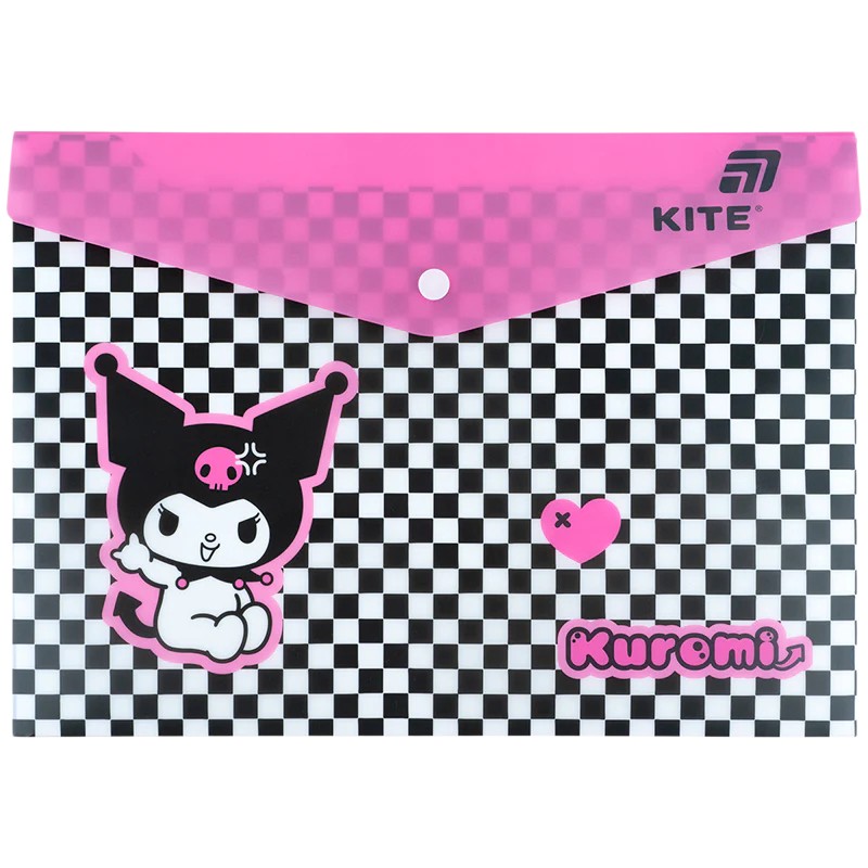 Папка на кнопці Kite Kuromi HK25-244-2, формат A4, поліпропілен, Kite