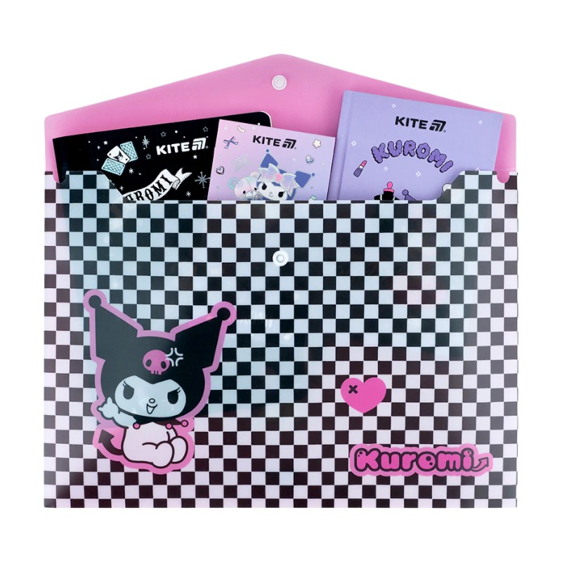 Папка на кнопці Kite Kuromi HK25-244-2, формат A4, поліпропілен, Kite
