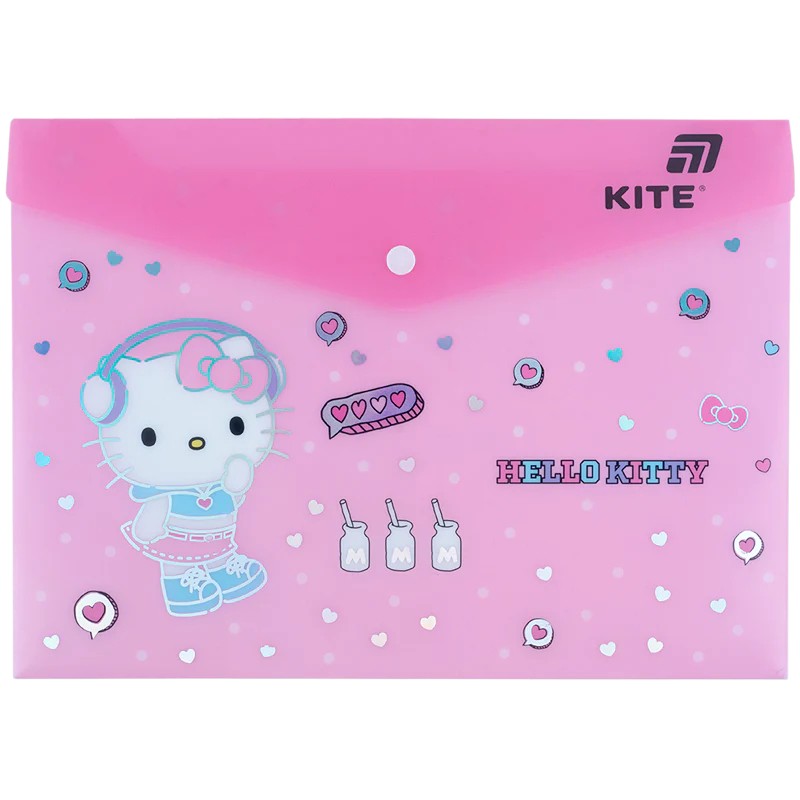 Папка на кнопці Kite Hello Kitty HK25-244-4, формат A4, поліпропілен, Kite