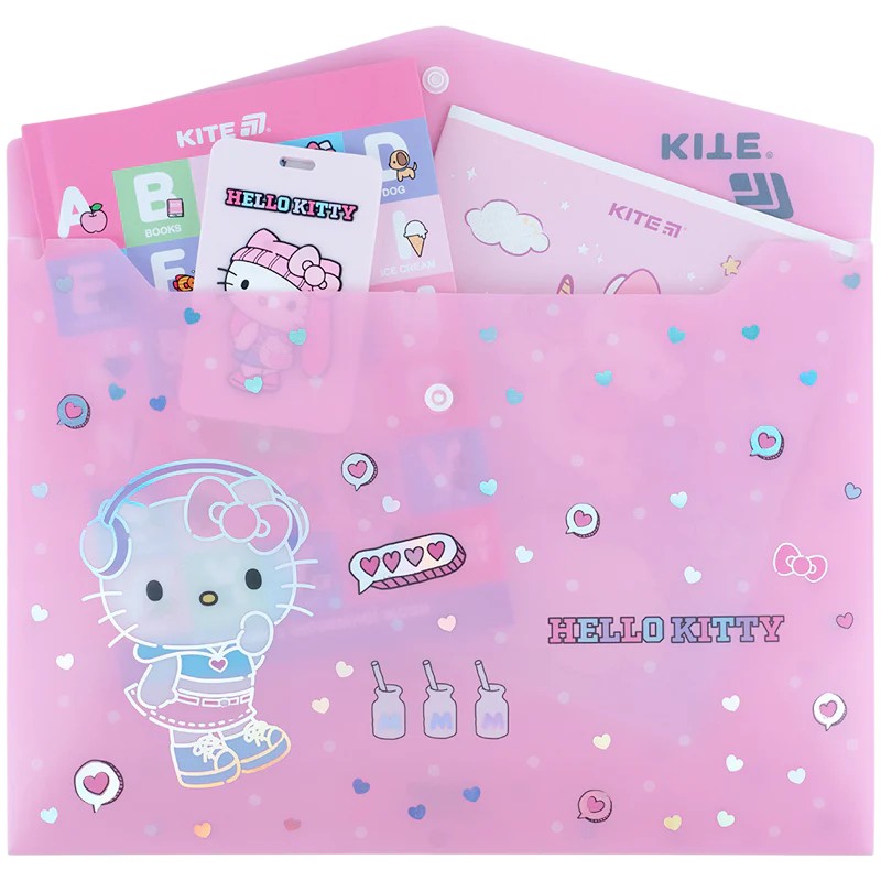Папка на кнопці Kite Hello Kitty HK25-244-4, формат A4, поліпропілен, Kite