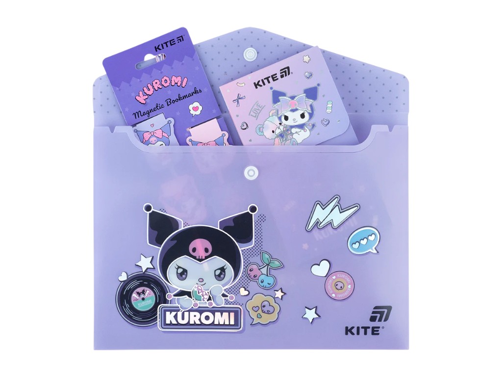 Папка на кнопке Kite Kuromi HK25-245-1, формат A5, полипропилен, Kite