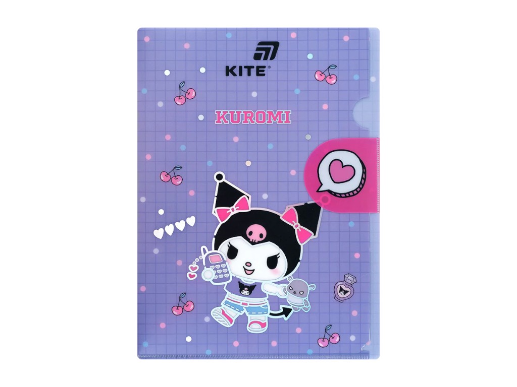 Папка-куточок з клапаном Kuromi HK25-248-1, формат A4, поліпропілен, Kite