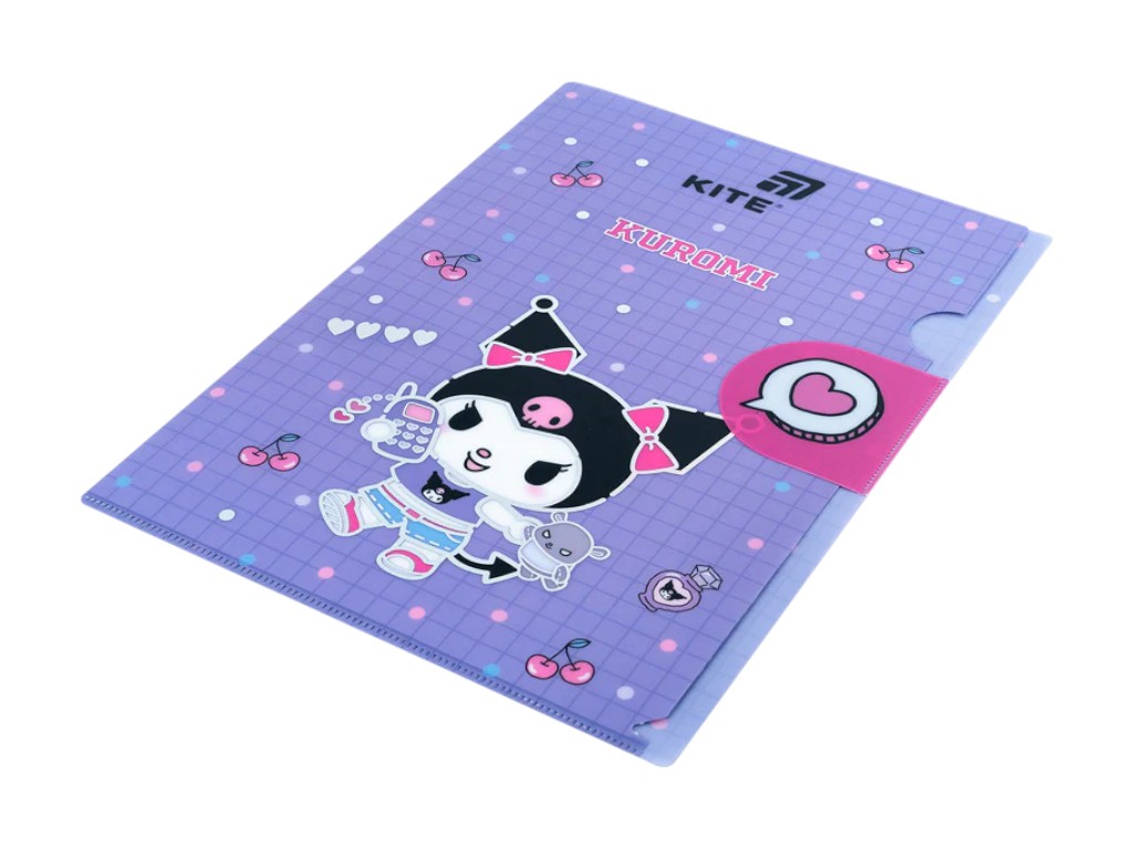 Папка-куточок з клапаном Kuromi HK25-248-1, формат A4, поліпропілен, Kite
