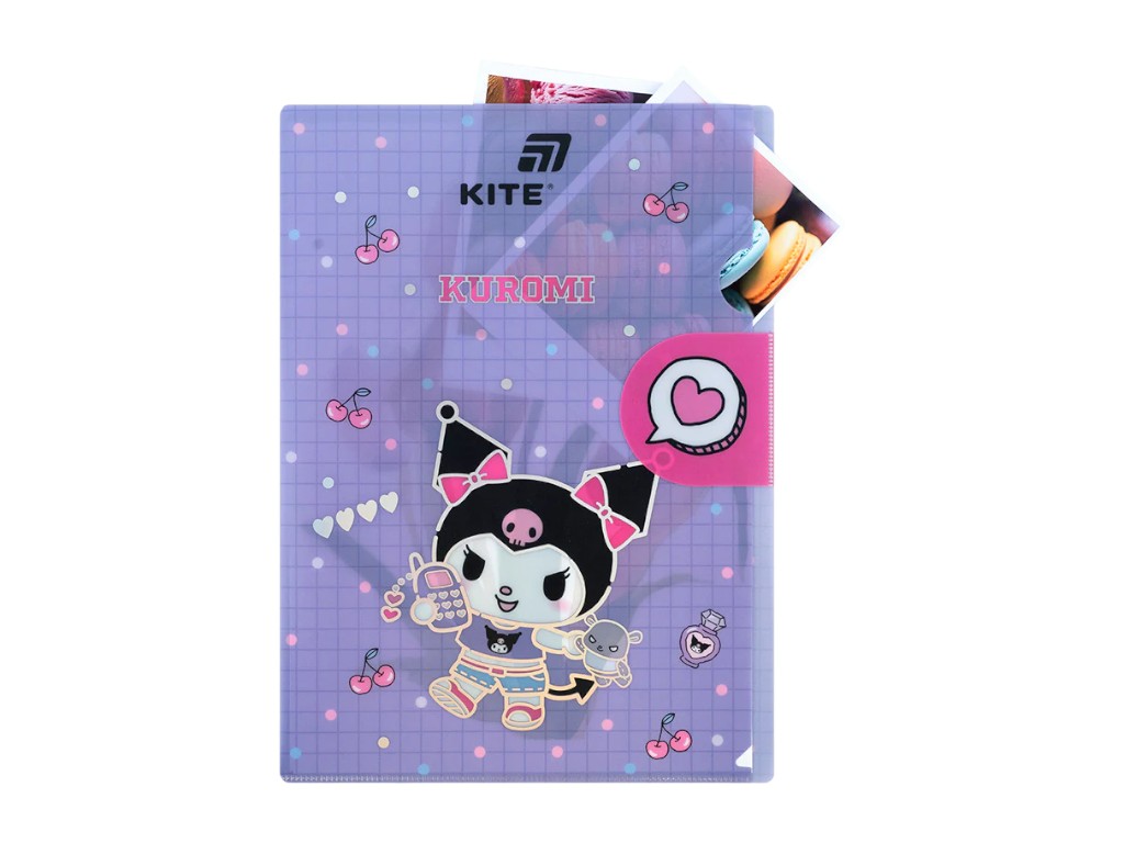 Папка-куточок з клапаном Kuromi HK25-248-1, формат A4, поліпропілен, Kite
