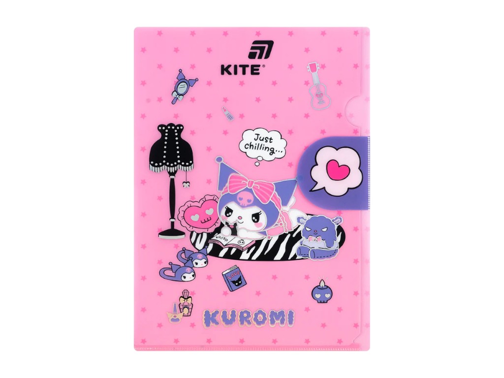 Папка-уголок с клапаном Kuromi HK25-248-2, формат A4, полипропилен, Kite