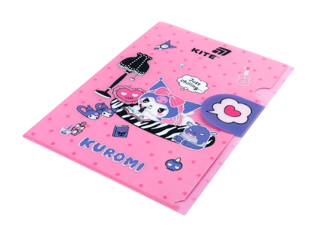 Папка-уголок с клапаном Kuromi HK25-248-2, формат A4, полипропилен, Kite