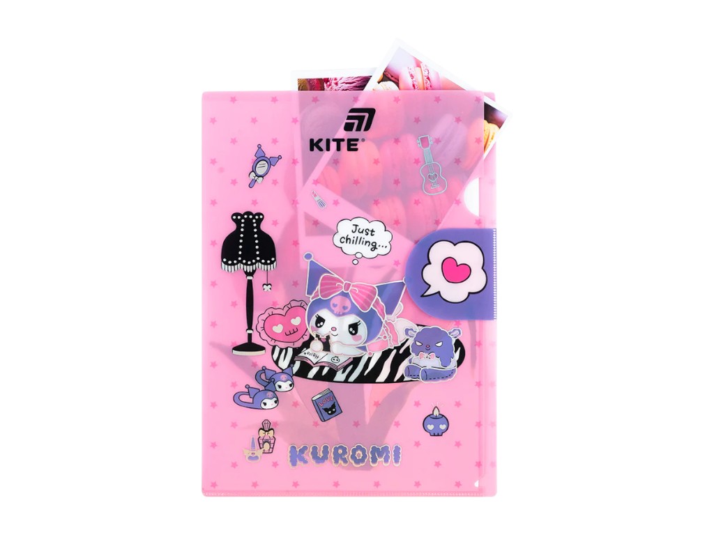 Папка-уголок с клапаном Kuromi HK25-248-2, формат A4, полипропилен, Kite
