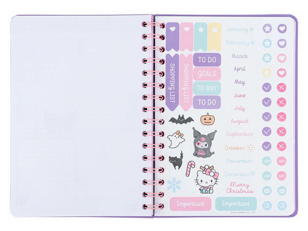 Щоденник на спіралі у твердій обкладинці, Hello Kitty MIX, Kite