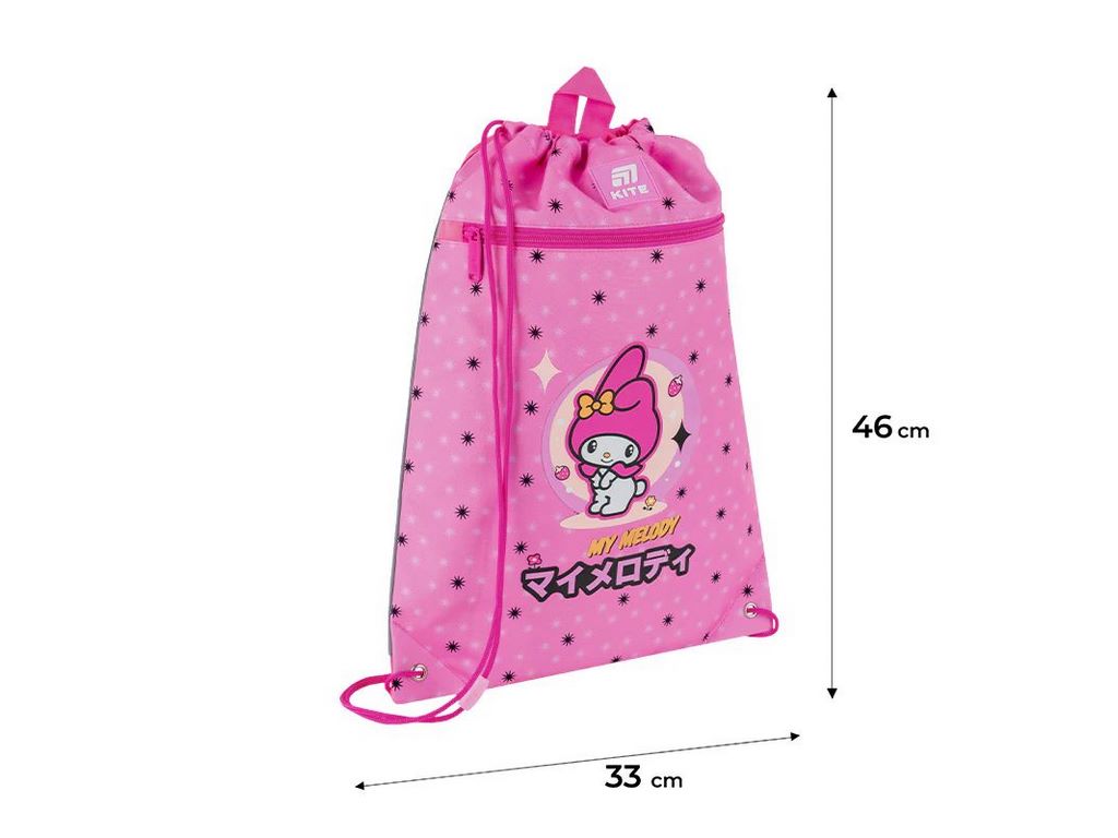Сумка для обуви с карманом My Melody HK25-601M-2, 46×33 см, затяжка шнурком, Kite