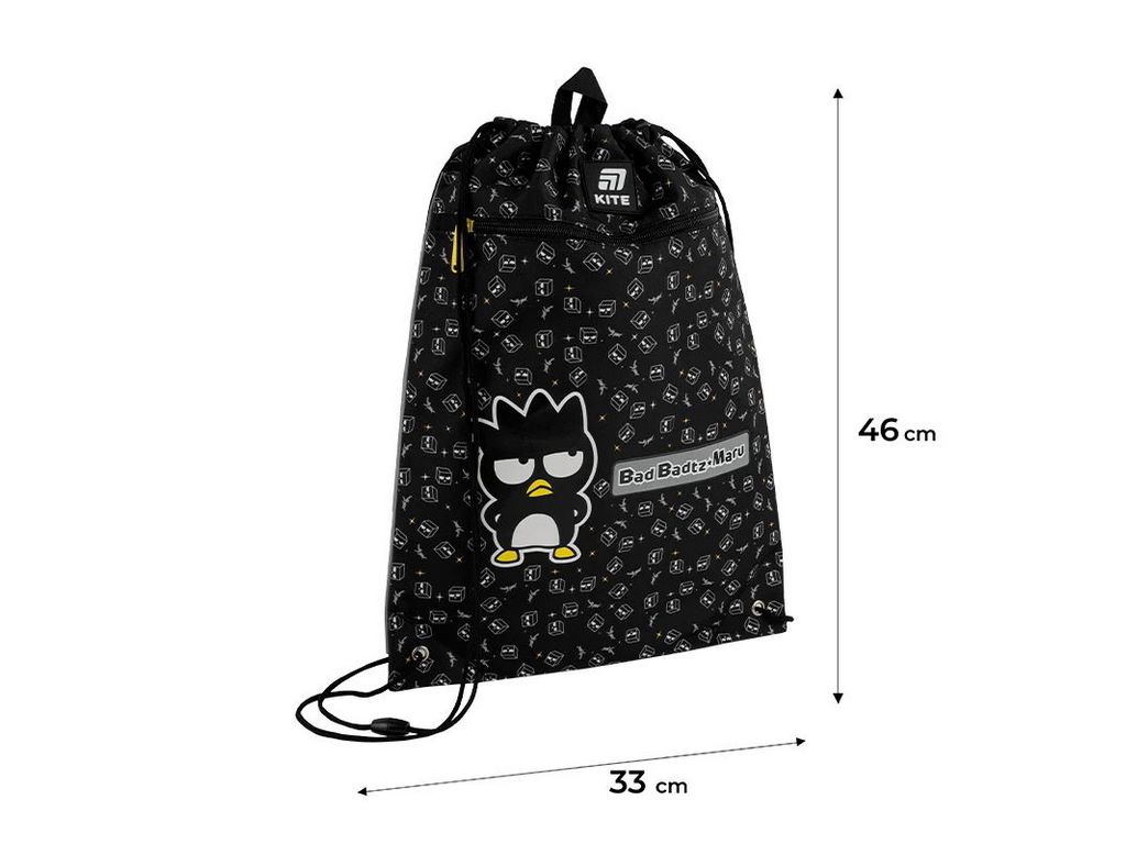 Сумка для обуви с карманом Bad Badtz Maru HK25-601M-3, 46×33 см, затяжка шнурком, Kite
