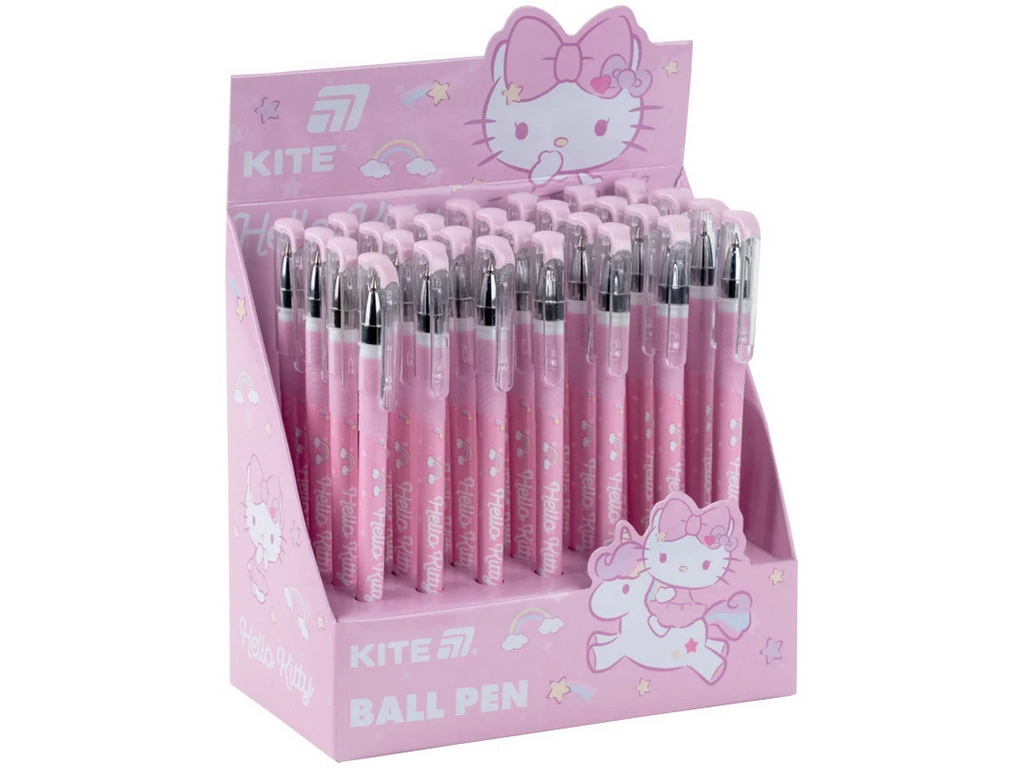 Ручка кулькова пише плавно Kite Hello Kitty, 0,5 мм, гумовий грип, Kite