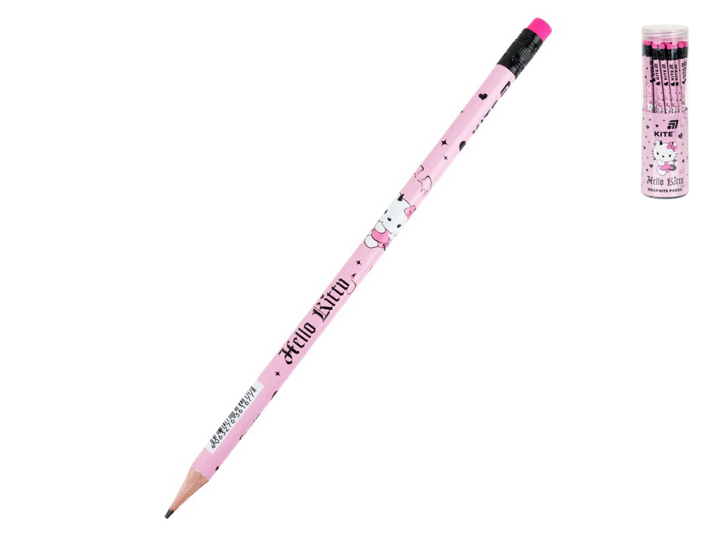Олівець графітний з гумкою Kite Hello Kitty, HB, 189 мм