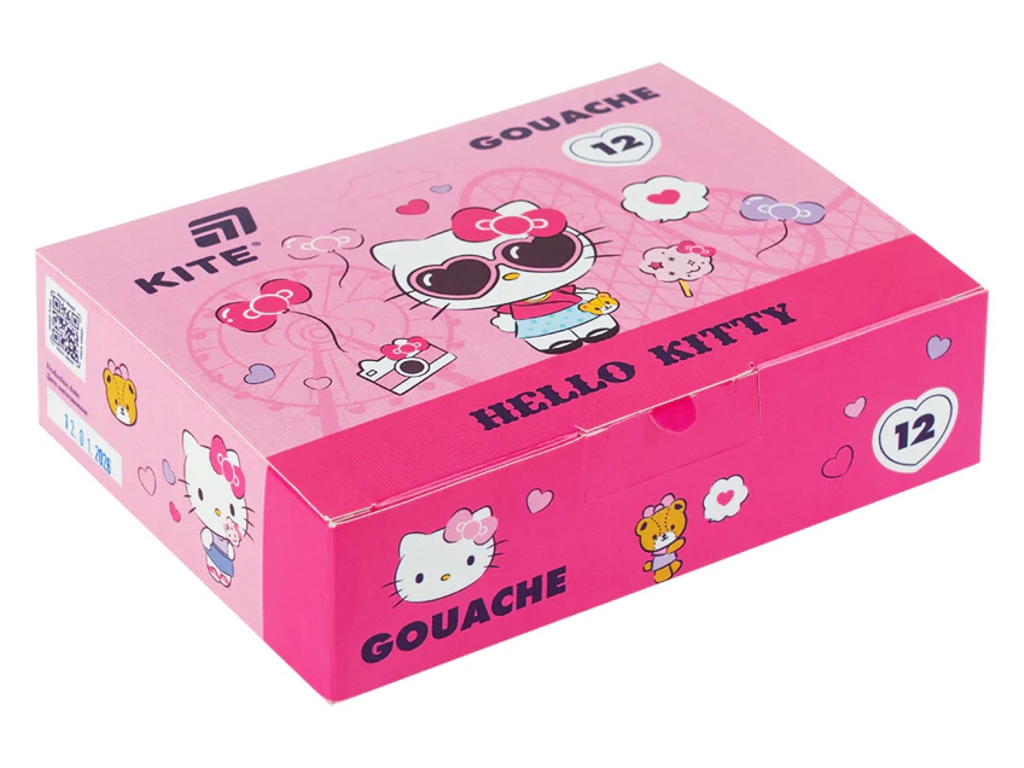Гуаш художня 12 кольорів Kite Hello Kitty HK26-063, 20 мл, на водній основі