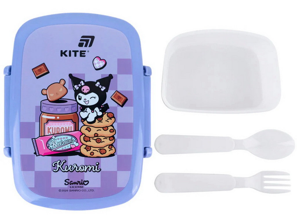 Ланчбокс з мініконтейнером та столовими приладами Kite Kuromi HK26-163-2, 750 мл