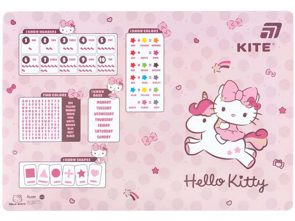Настільна пластикова підкладка Hello Kitty, 42,5×29 см, для творчості, Kite