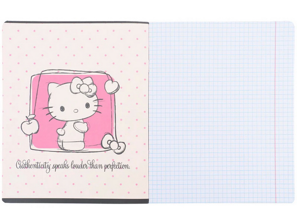 Зошит шкільний у клітинку Kite Hello Kitty, 18 аркушів, фактурна обкладинка, 5 видів (ціна за 1шт)