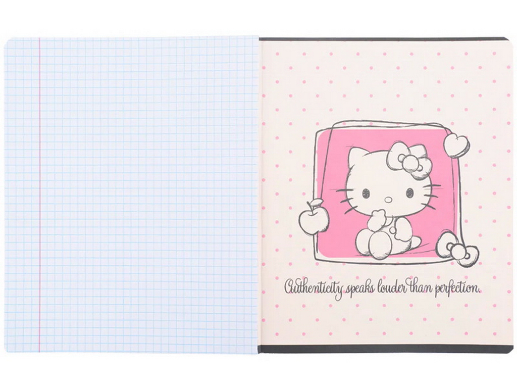 Зошит шкільний у клітинку Kite Hello Kitty, 18 аркушів, фактурна обкладинка, 5 видів (ціна за 1шт)