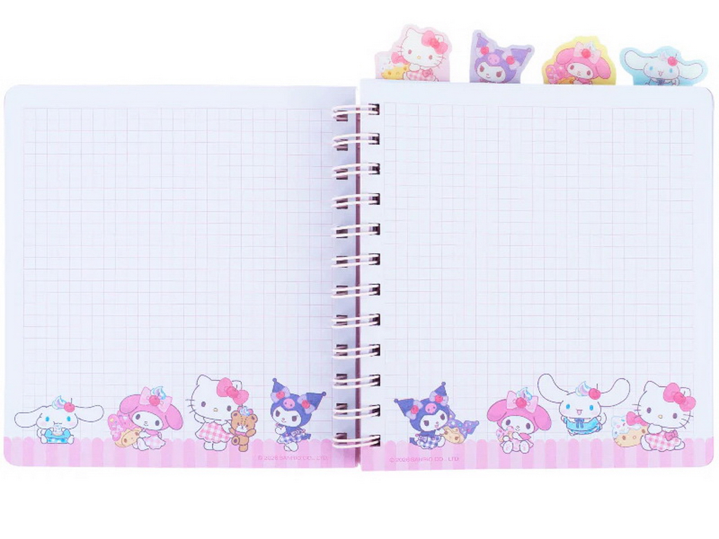 Блокнот із розділювачами Hello Kitty, 80 аркушів, клітинка, пластикова обкладинка, Kite