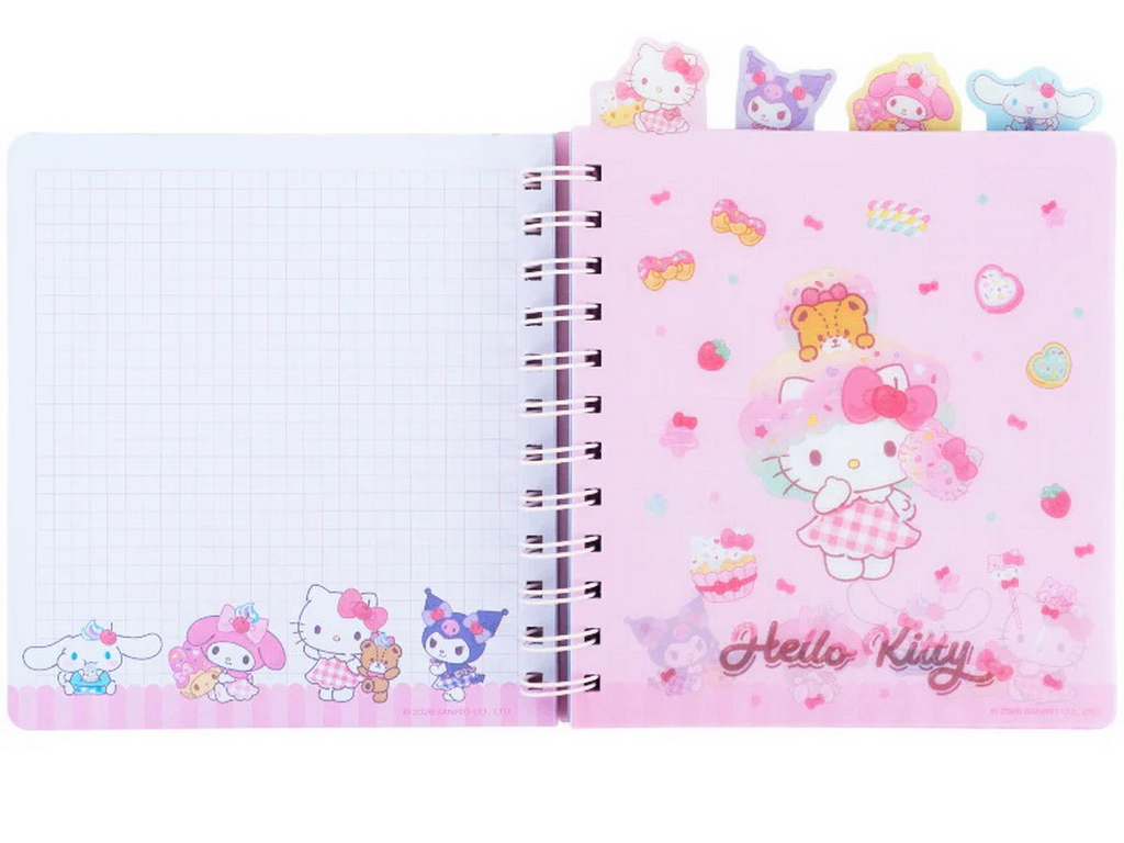 Блокнот із розділювачами Hello Kitty, 80 аркушів, клітинка, пластикова обкладинка, Kite