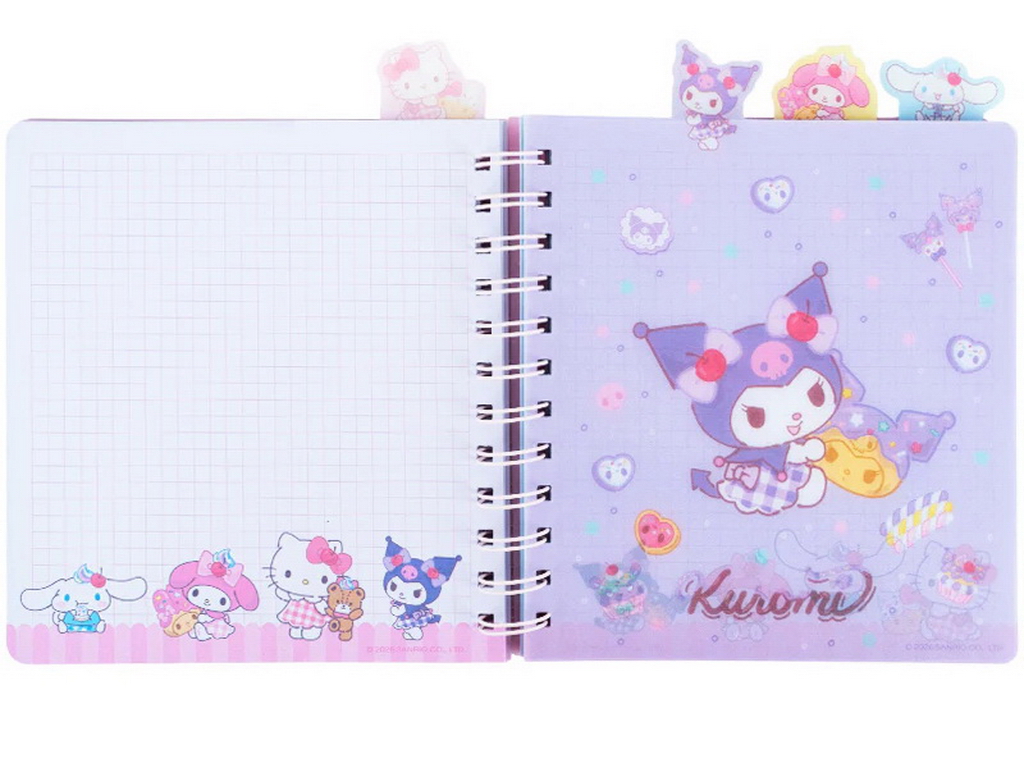 Блокнот із розділювачами Hello Kitty, 80 аркушів, клітинка, пластикова обкладинка, Kite
