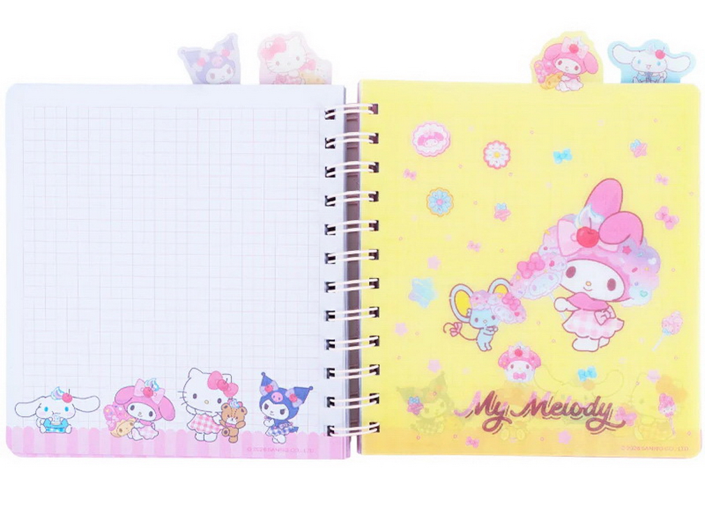 Блокнот із розділювачами Hello Kitty, 80 аркушів, клітинка, пластикова обкладинка, Kite