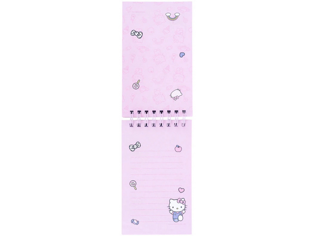 Блокнот на подвійній кольоровій спіралі Hello Kitty, 80×135 мм, 80 аркушів, лінія, Kite