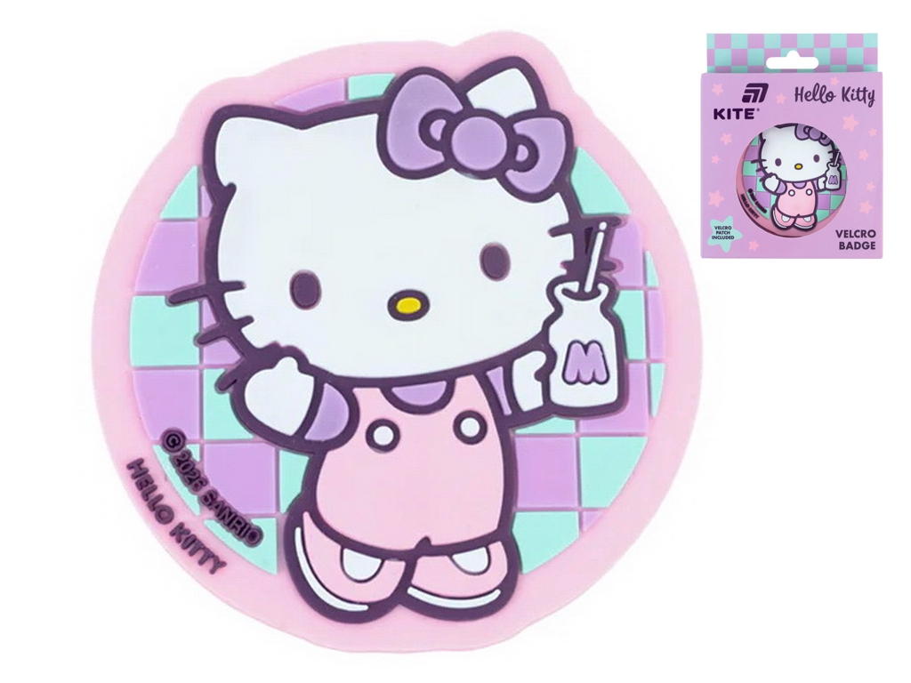 Бейдж на липучці Hello Kitty, 7,5×7,1 см, гумовий, Kite