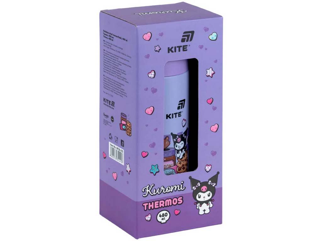 Термос Kuromi, 480 мл, з металевим фільтром та кришкою-чашкою, Kite